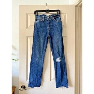 Levi's Wedgie Straight Jean Denim Distressed Medium Wash Button Fly Size 26